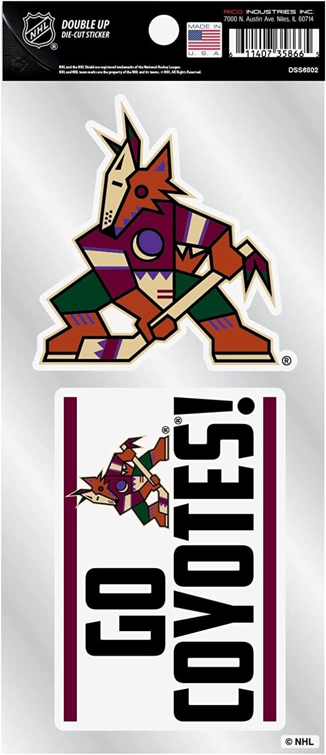 Arizona Coyotes Kachina Logo 2-Piece Double Up Die Cut Sticker Decal Sheet, 4x8 Inch
