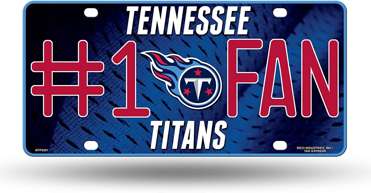 Tennessee Titans Metal Auto Tag License Plate, #1 Fan Design, 12x6 Inch