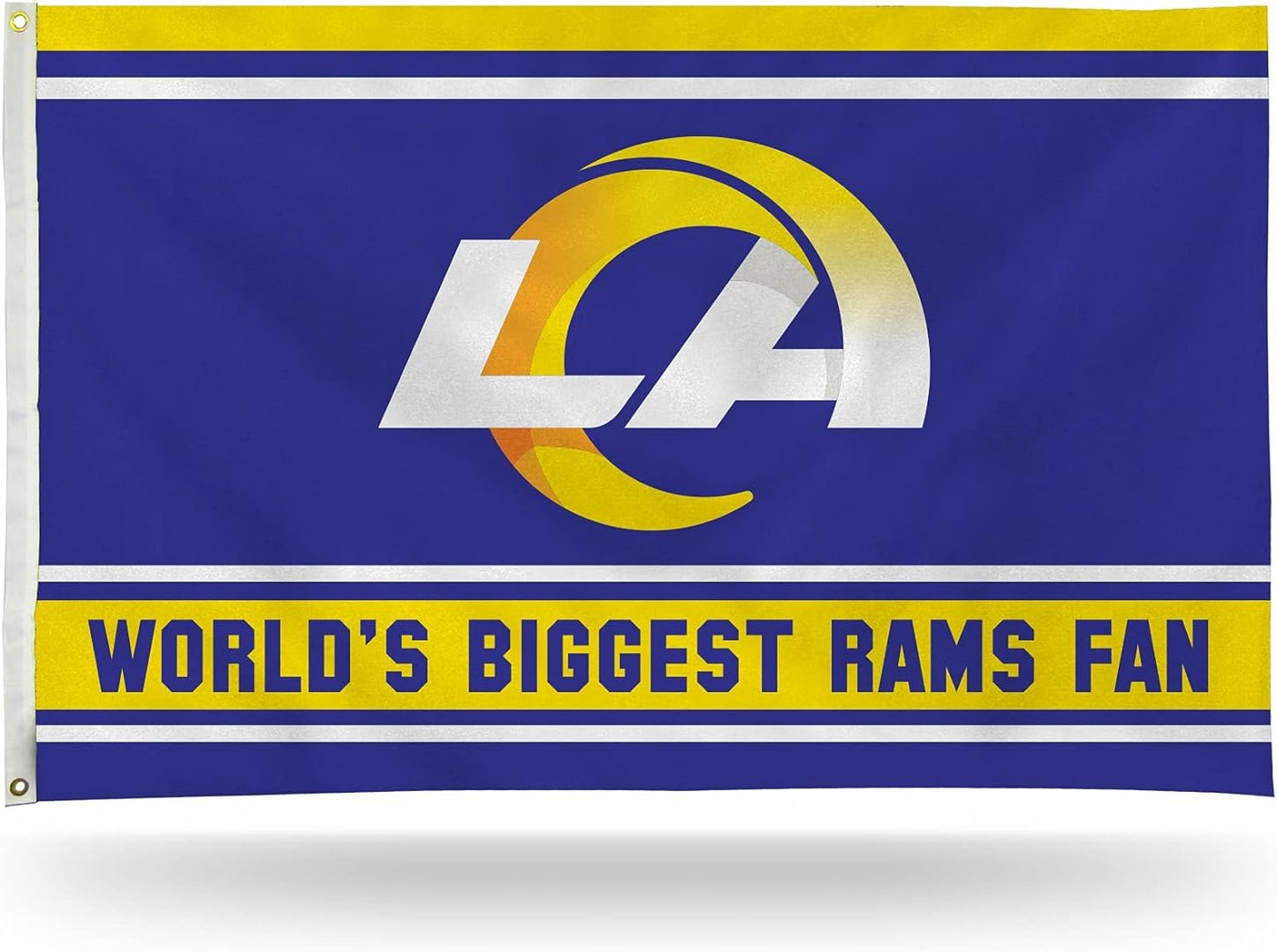 Los Angeles Rams 3x5 Feet Flag Banner, World's Biggest Fan, Metal Grommets, Single Sided, Indoor or Outdoor Use