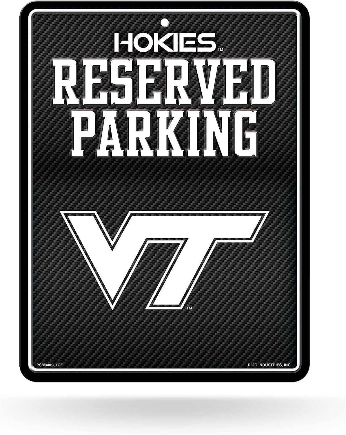Virginia Tech University Hokies Metal Parking Novelty Wall Sign 8.5 x 11 Inch Carbon Fiber Design