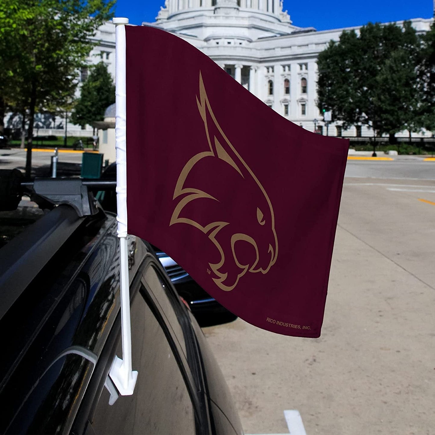 Texas State University Bobcats Car Flag with Display Pole