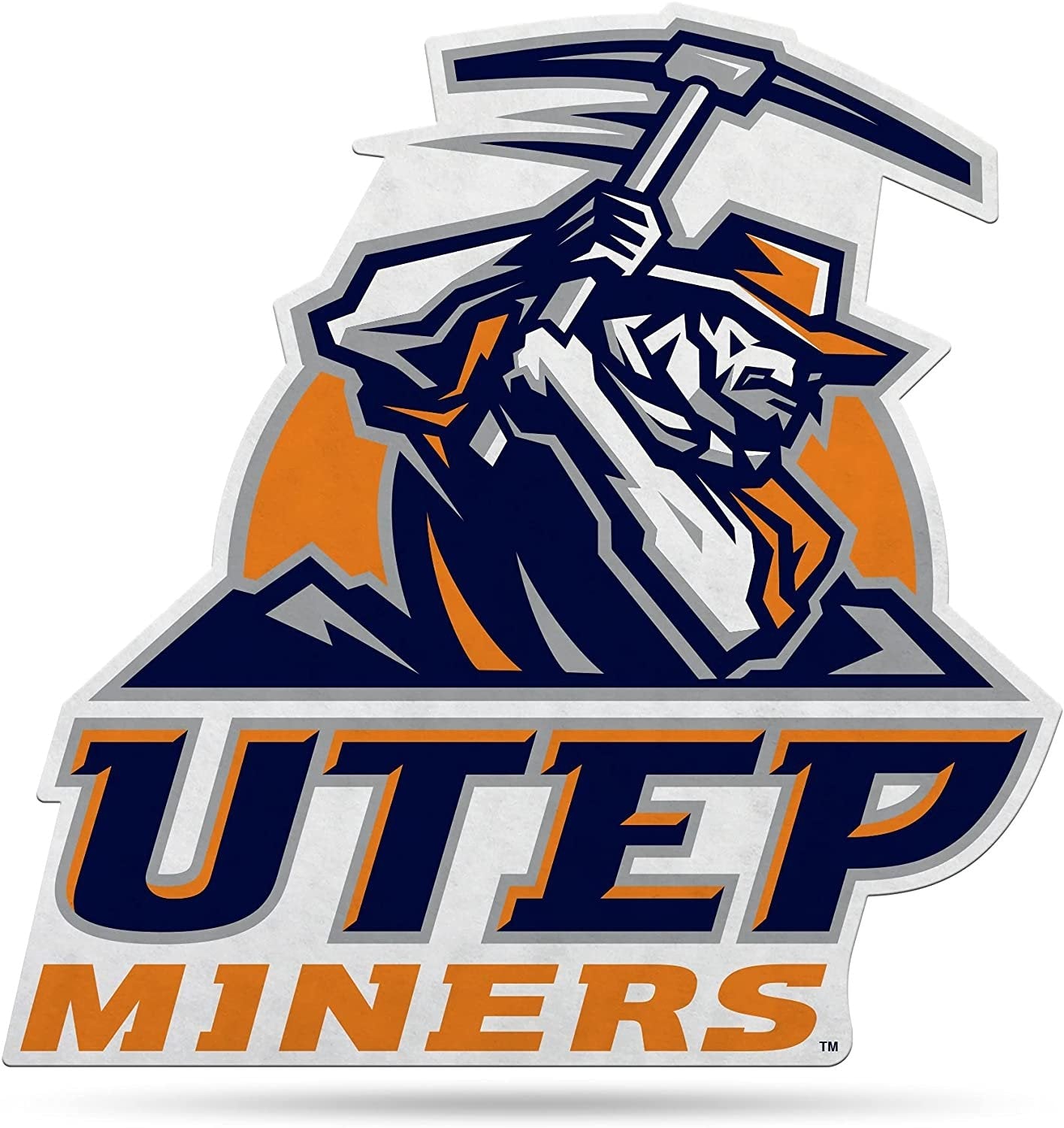 University of Texas-El Paso Miners Shape Cut Mascot Pennant, 18 Inch - Home, Living Room, Bedroom, Mancave Decor - Soft Felt Material - Made