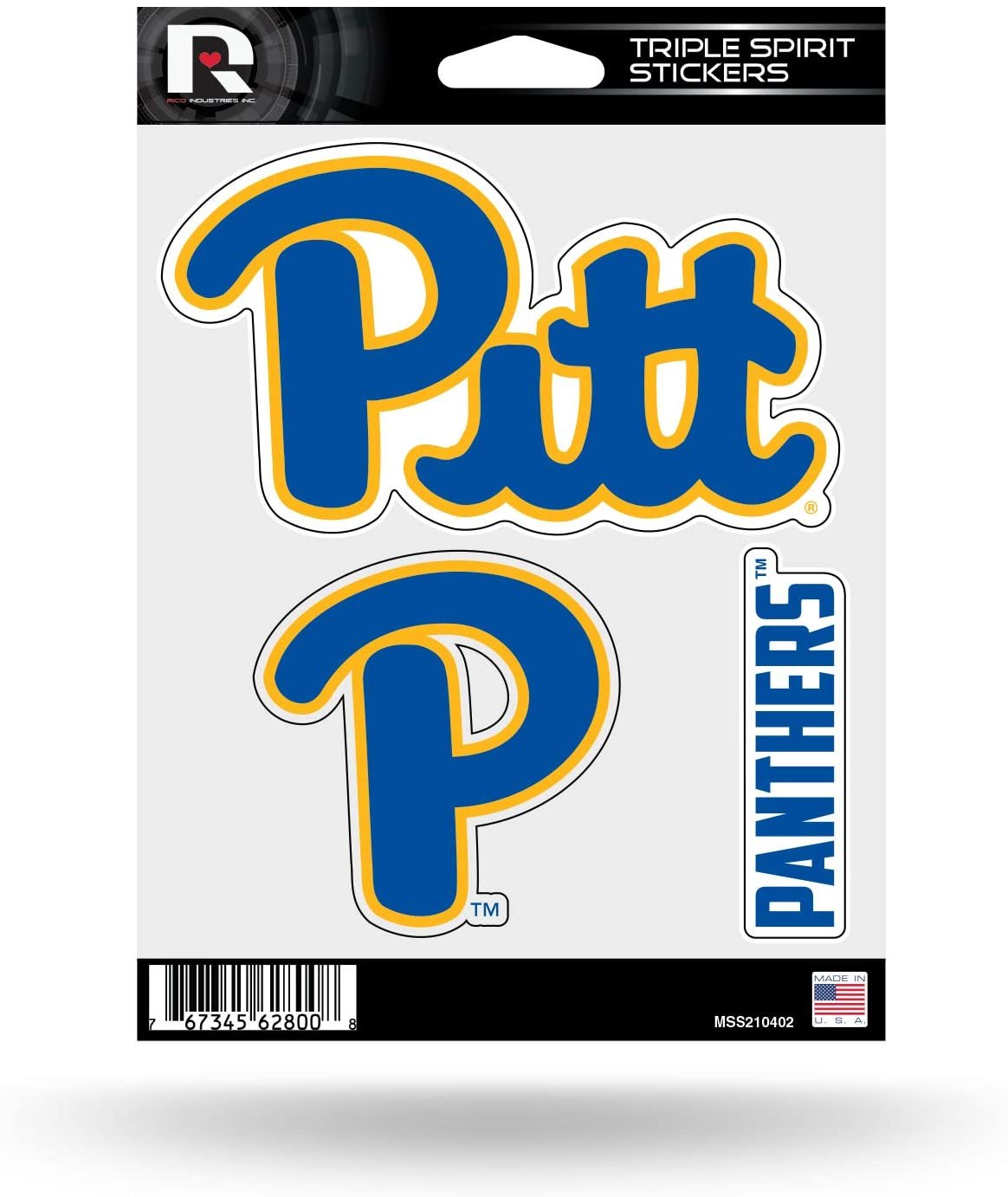 Pittsburgh Panthers Die Cut 3-Piece Triple Spirit Sticker Sheet