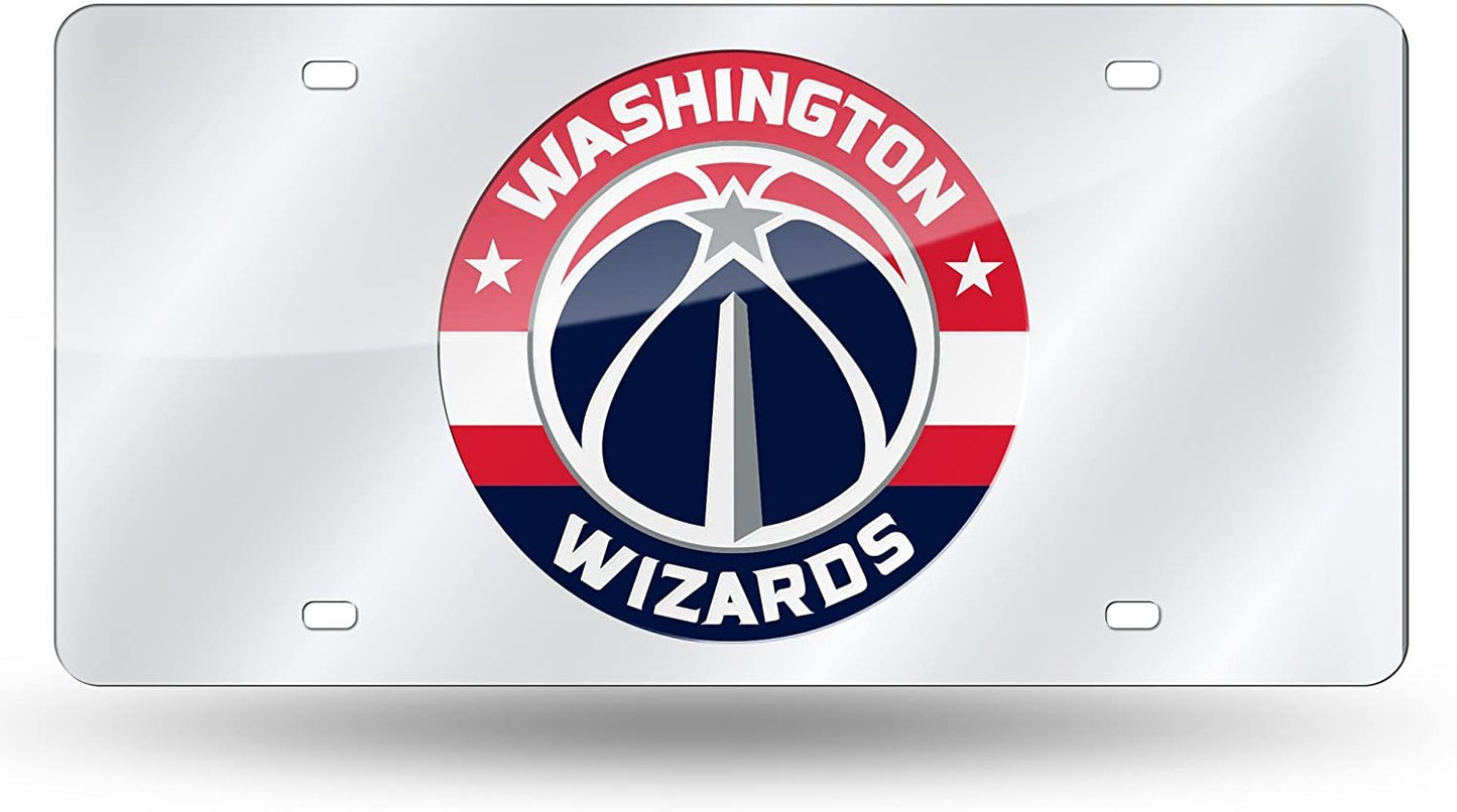 Washington Wizards Premium Laser Cut Tag License Plate, Mirrored Acrylic Inlaid, 12x6 Inch