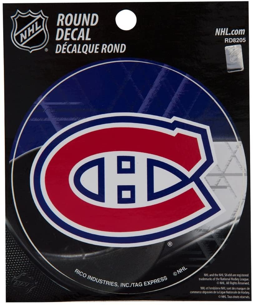 Montreal Canadiens 4 Inch Round Decal Sticker, Vinyl, Full Adhesive Backing