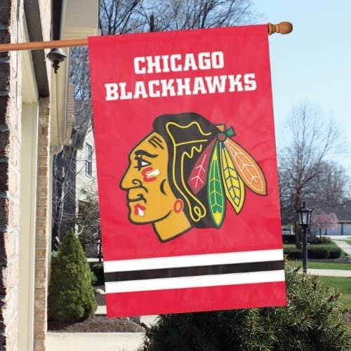 Chicago Blackhawks Premium Double Sided Banner Flag Applique Embroidered 28x44 Inches