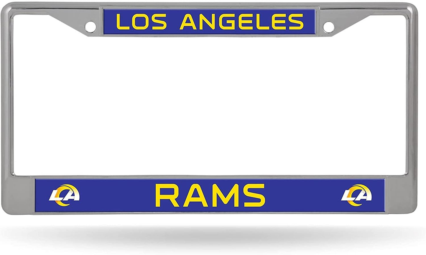 Los Angeles Rams Premium Metal License Plate Frame Chrome Tag Cover, 12x6 Inch