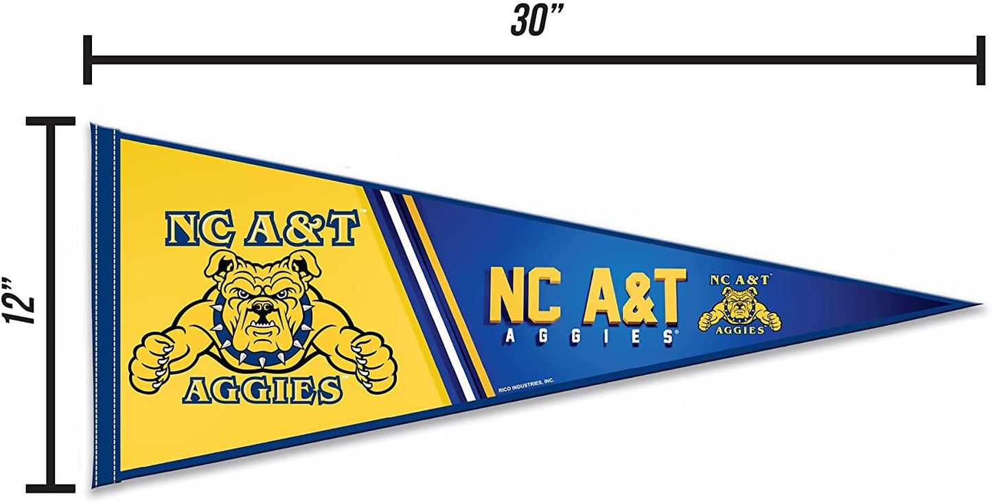 North Carolina A&T University Aggies Soft Felt Pennant, 12x30 Inch, Easy To Hang