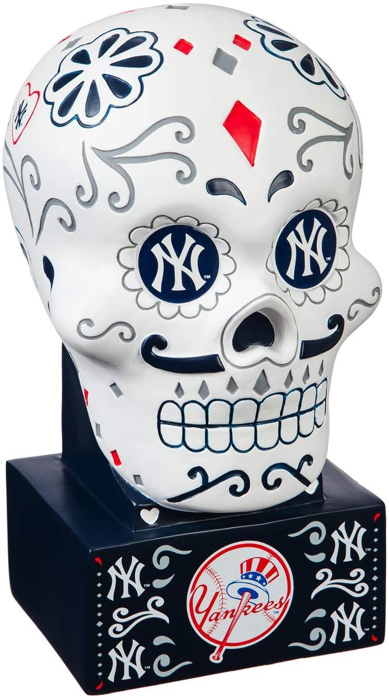 New York Yankees 10 Inch Sugar Skull Outdoor Statue Decoration Good Luck