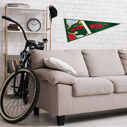Minnesota Wild Soft Felt Pennant, Primary Design, 12x30 Inch, Easy To Hang