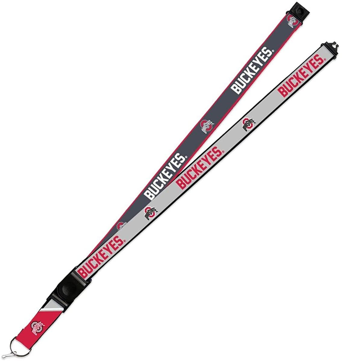 Ohio State Buckeyes Lanyard Keychain 2-sided Breakaway Clip GRAY University of