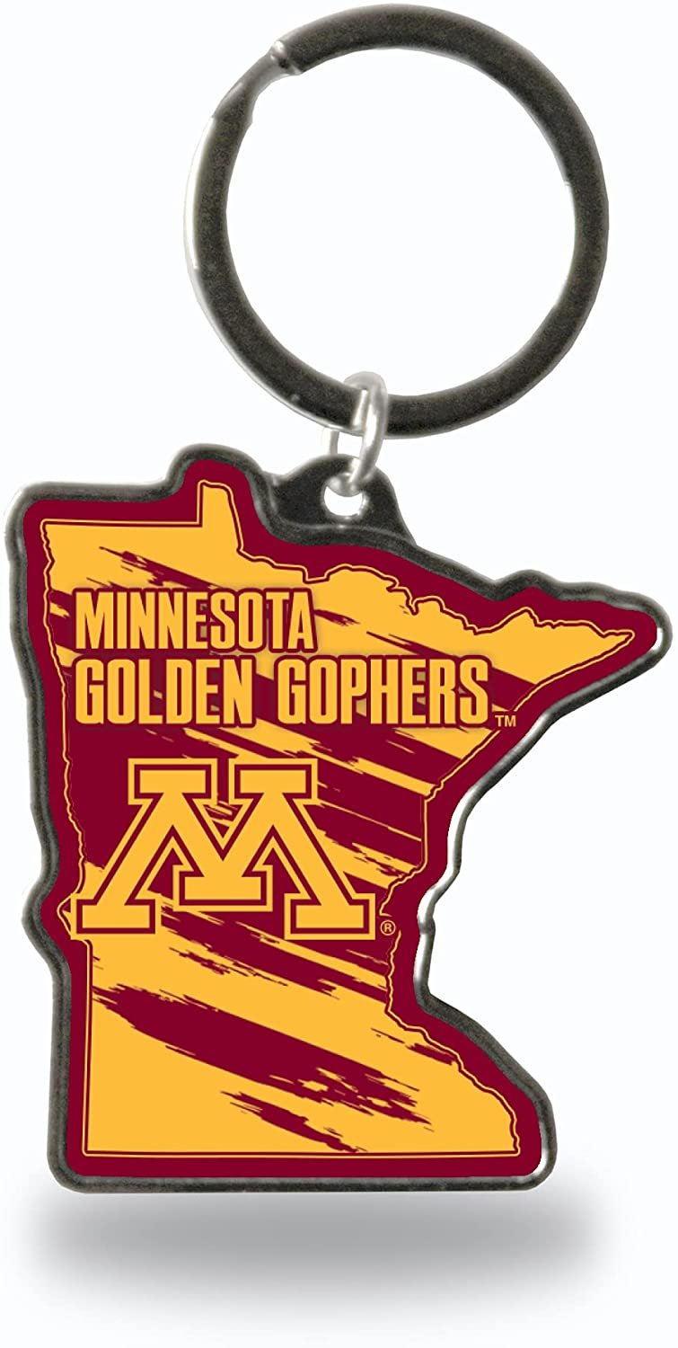 University of Minnesota Golden Gophers Premium Metal Keychain, State Shaped, Team Color