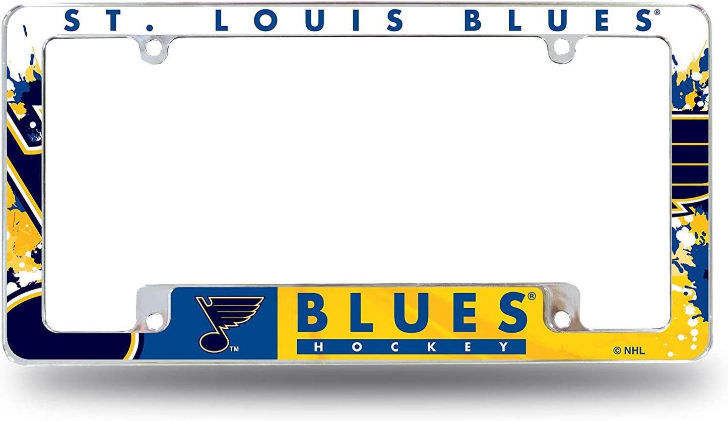 St Louis Blues Metal License Plate Frame Chrome Tag Cover All Over Design 6x12 Inch