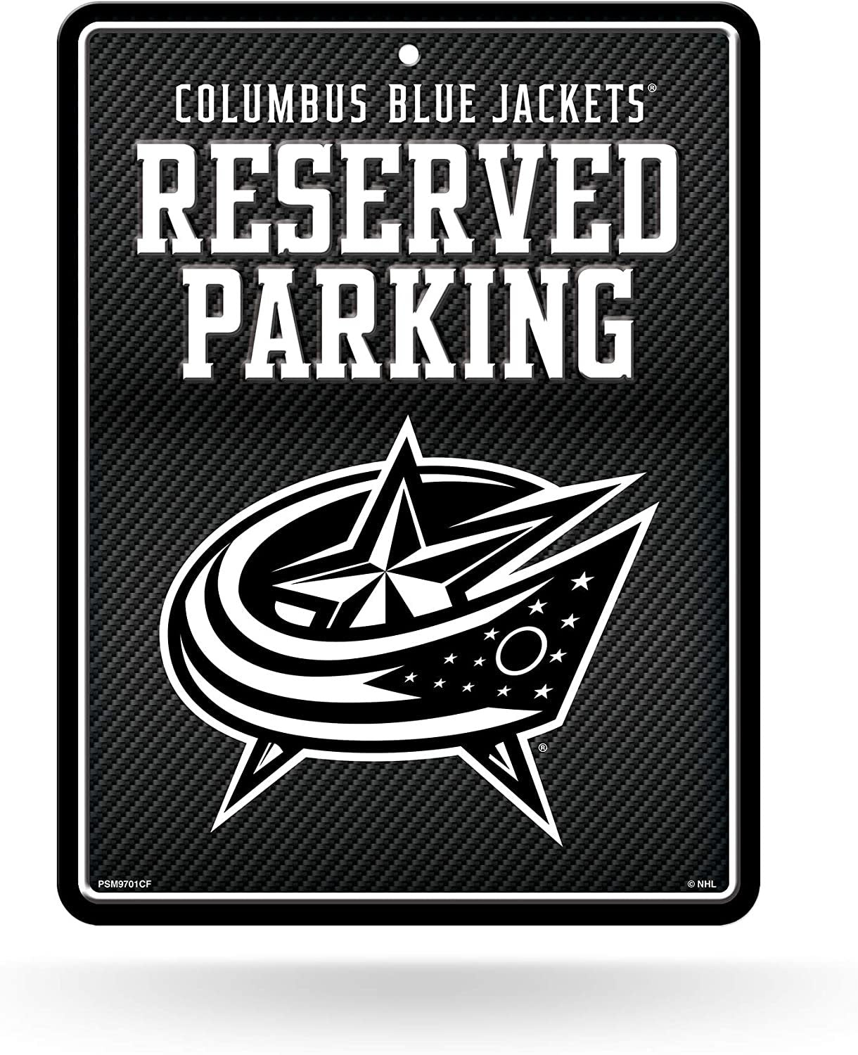 Columbus Blue Jackets Metal Parking Novelty Wall Sign 8.5 x 11 Inch Carbon Fiber Design