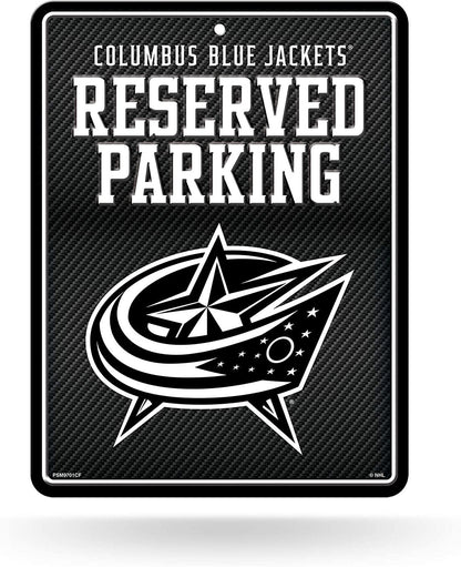 Columbus Blue Jackets Metal Parking Novelty Wall Sign 8.5 x 11 Inch Carbon Fiber Design