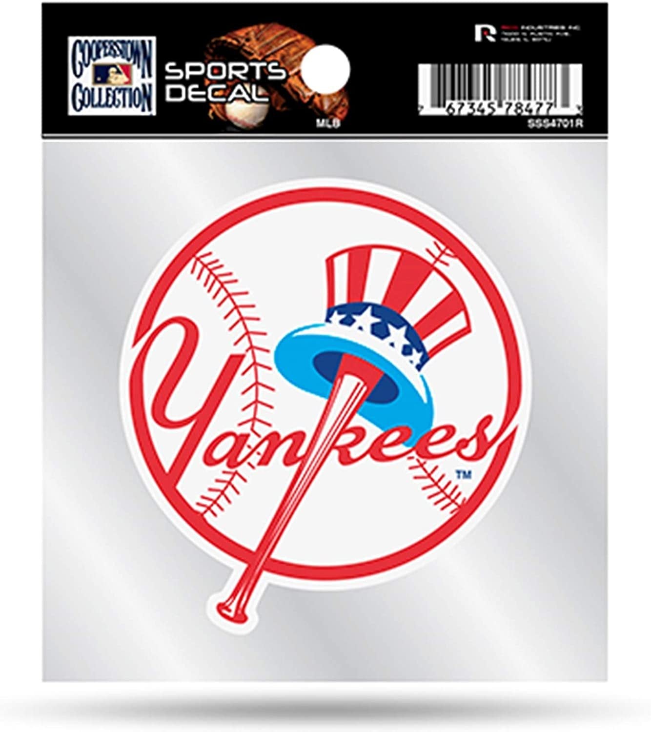 New York Yankees 4x4 Inch Die Cut Decal Sticker, Retro Logo, Clear Backing