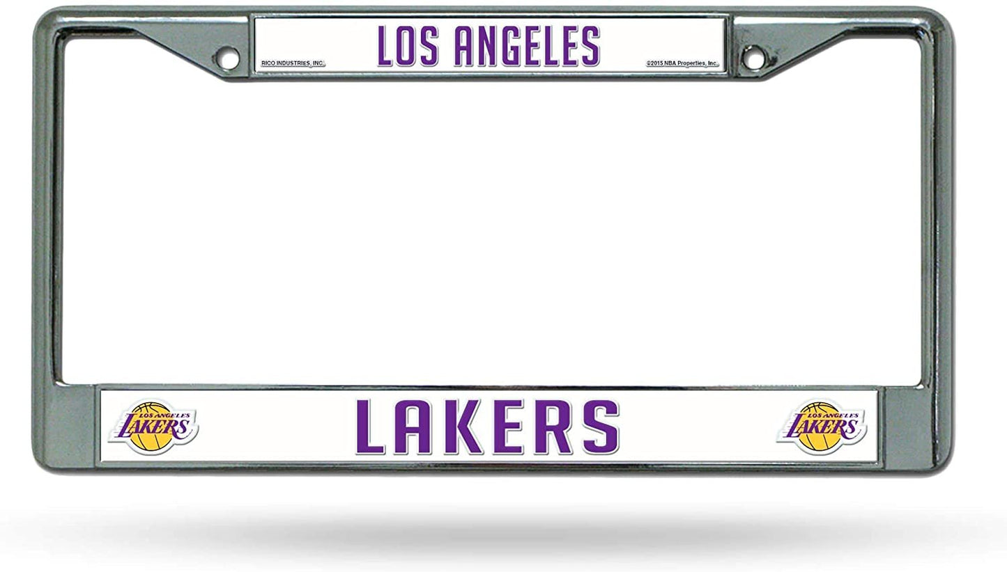 Los Angeles Lakers Premium Metal License Plate Frame Chrome Tag Cover, 12x6 Inch