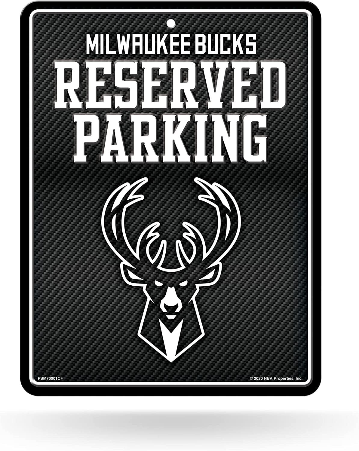 Milwaukee Bucks Metal Parking Novelty Wall Sign 8.5 x 11 Inch Carbon Fiber Design