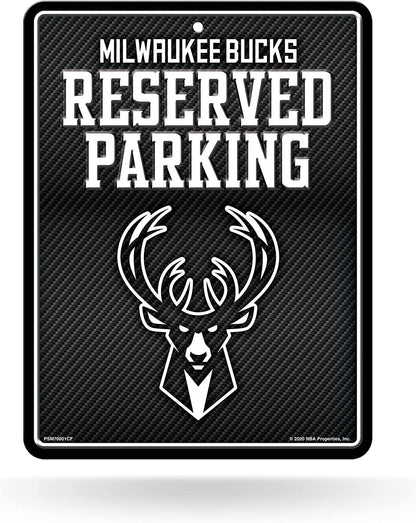 Milwaukee Bucks Metal Parking Novelty Wall Sign 8.5 x 11 Inch Carbon Fiber Design