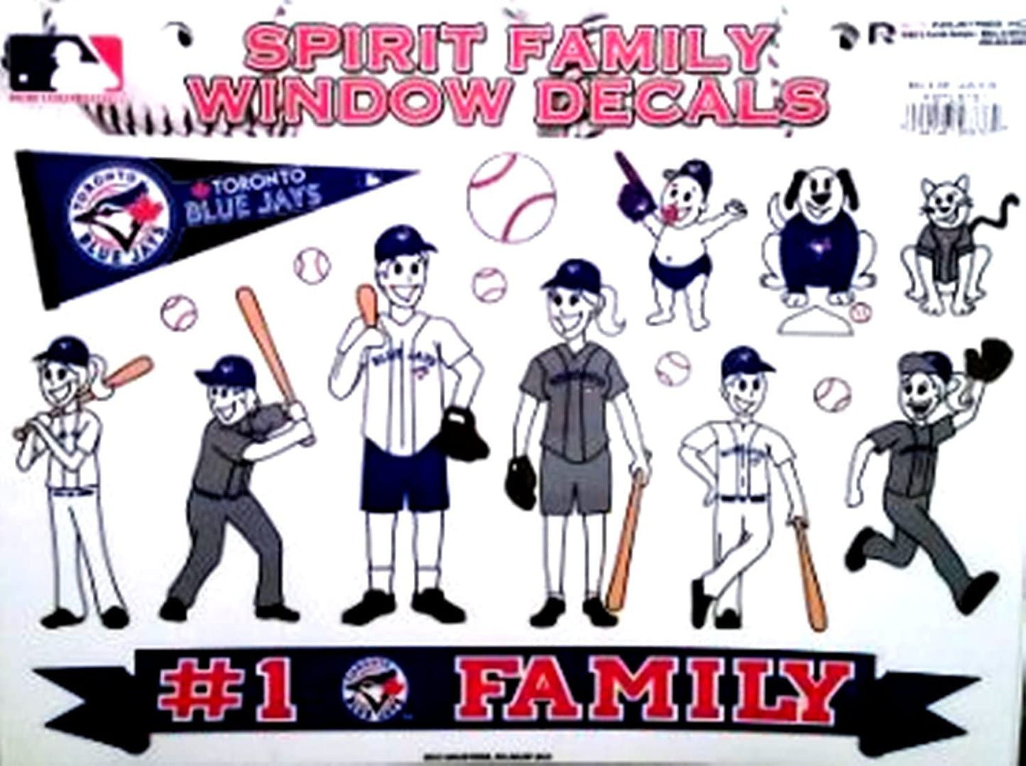 Toronto Blue Jays Family Spirit Decal Sheet Glass Stickers Auto Decals Baseball, 8x11 Inch
