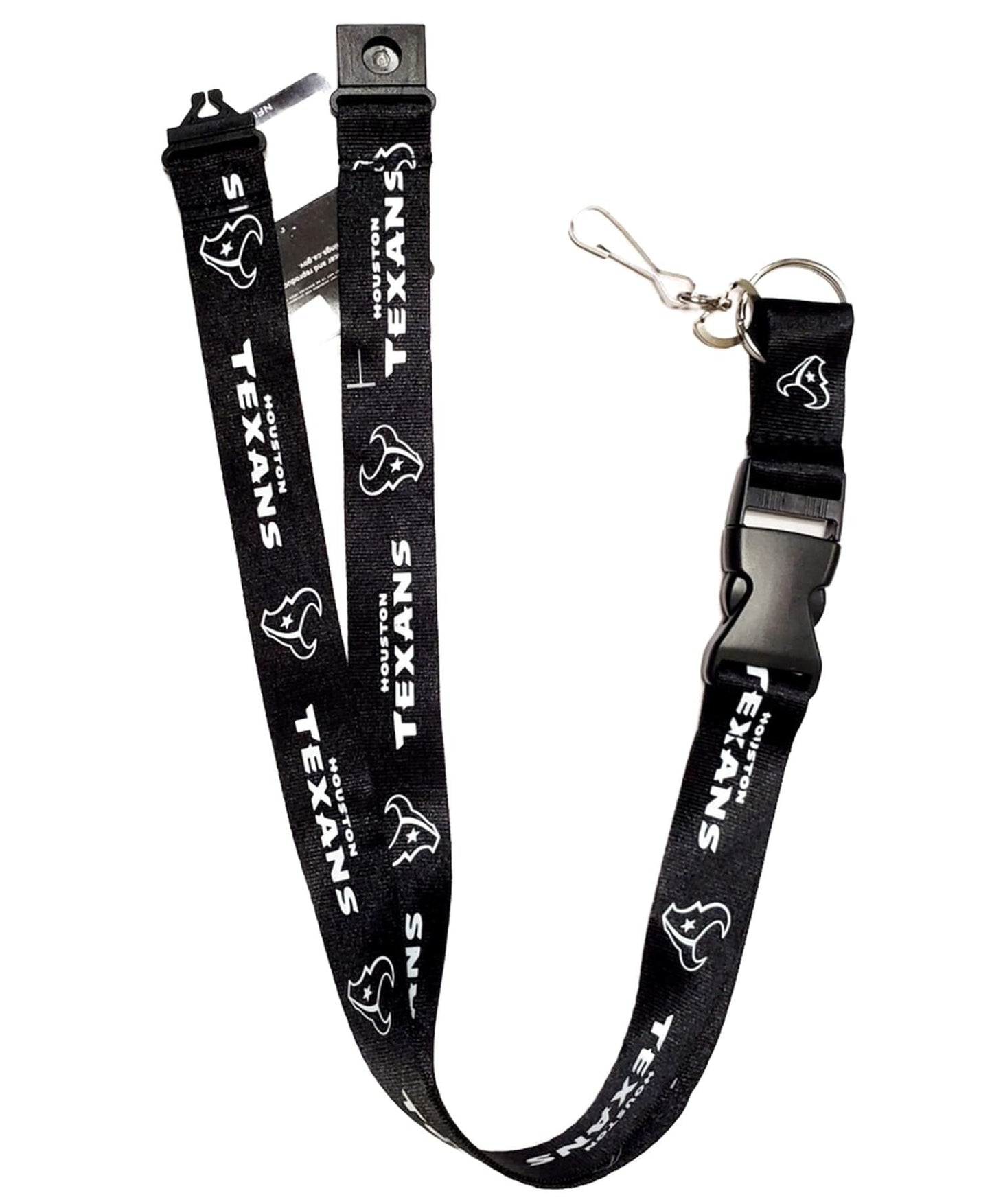 Houston Texans Premium Lanyard Keychain, Breakaway Safety Style, Blackout Design, Adult Size, 36 x .75 Inch