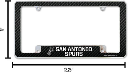 San Antonio Spurs Premium Metal License Plate Frame Tag Cover, Carbon Fiber Design, 12x6 inch, Pre-Drilled Holes, Officially Licensed