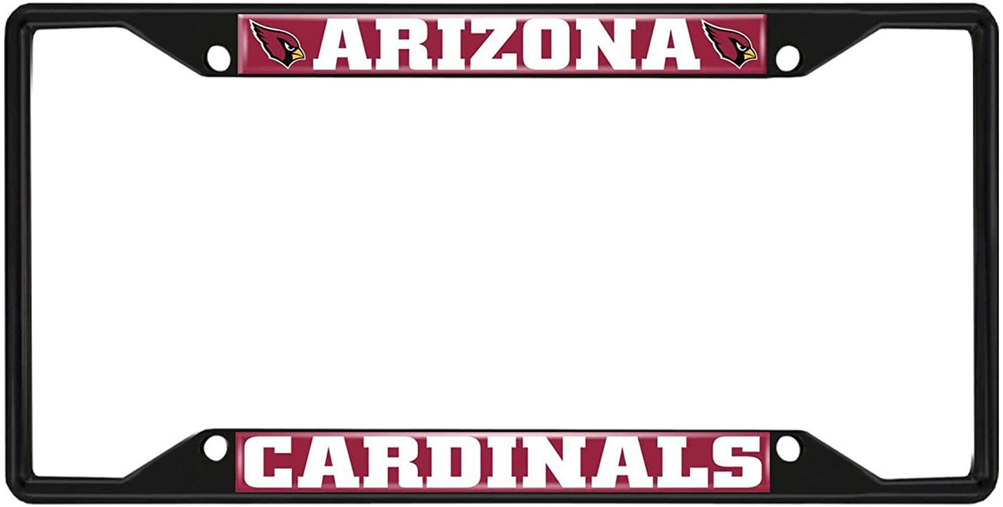 Arizona Cardinals Black Metal License Plate Frame Tag Cover, 6x12 Inch