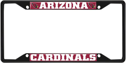 Arizona Cardinals Black Metal License Plate Frame Tag Cover, 6x12 Inch