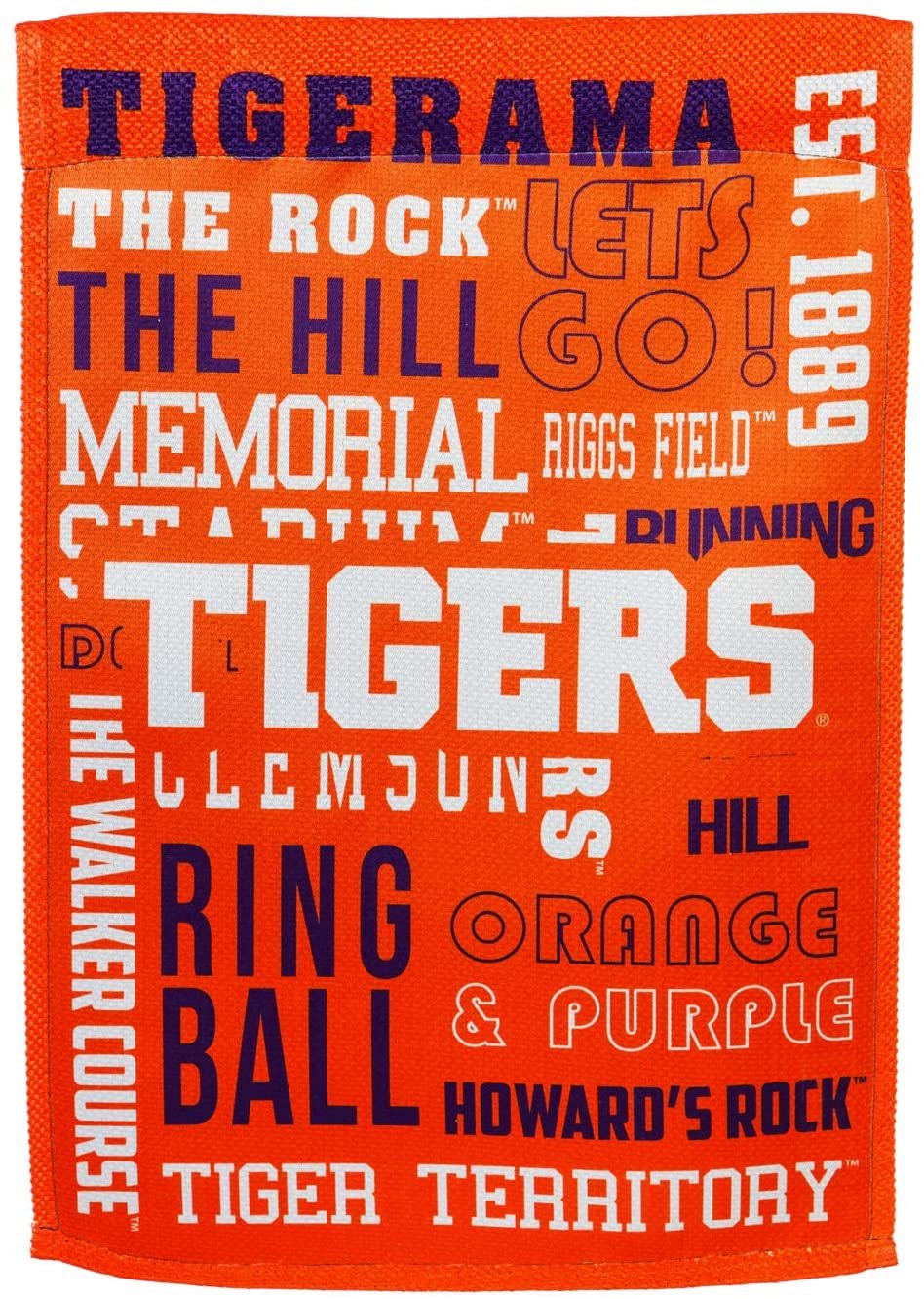 Clemson University Tigers Premium Double Sided Banner Flag 28x44 Inch Fan Rules Design Indoor Outdoor