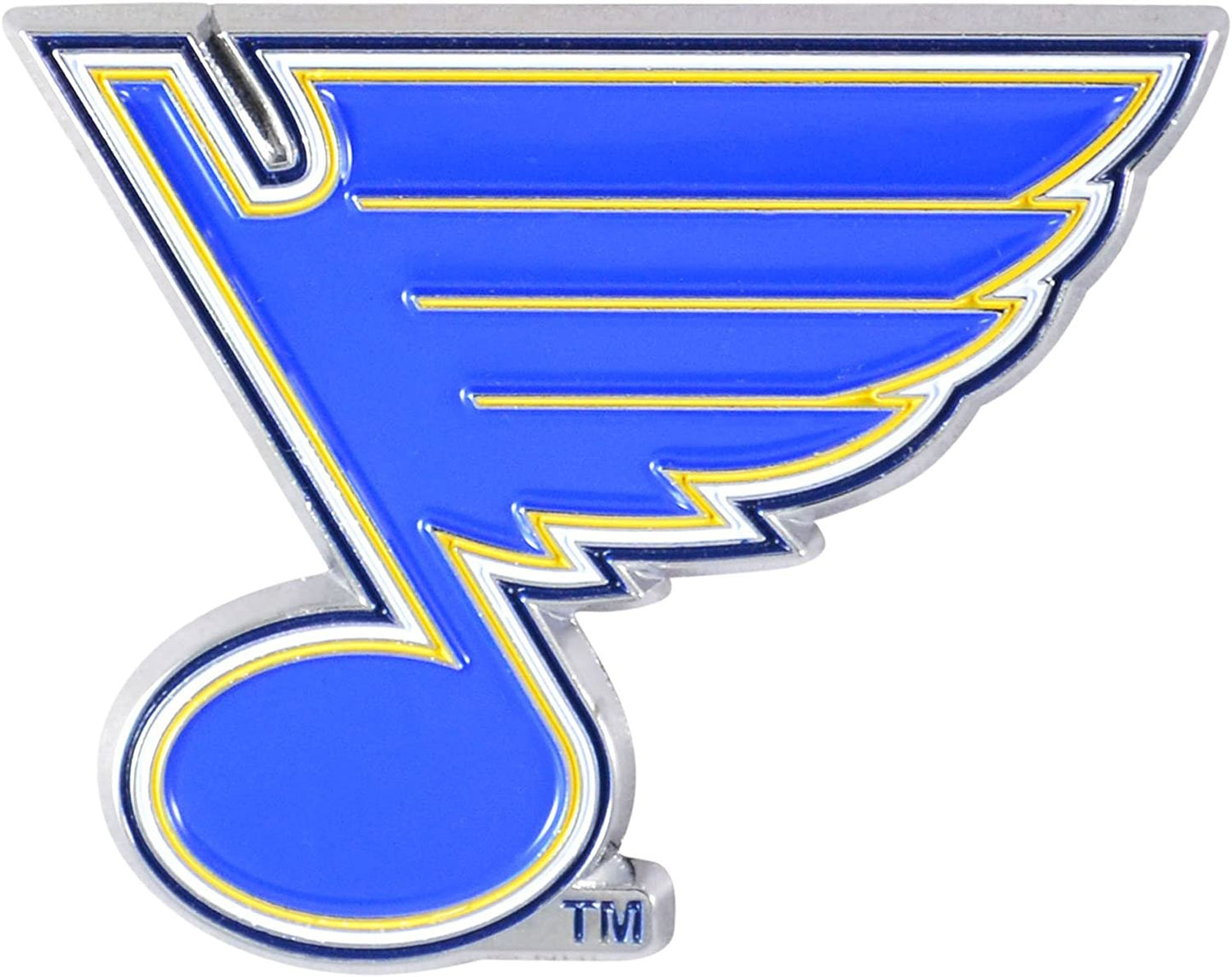 St Louis Blues Premium Solid Metal Raised Auto Emblem, Shape Cut, Adhesive Backing