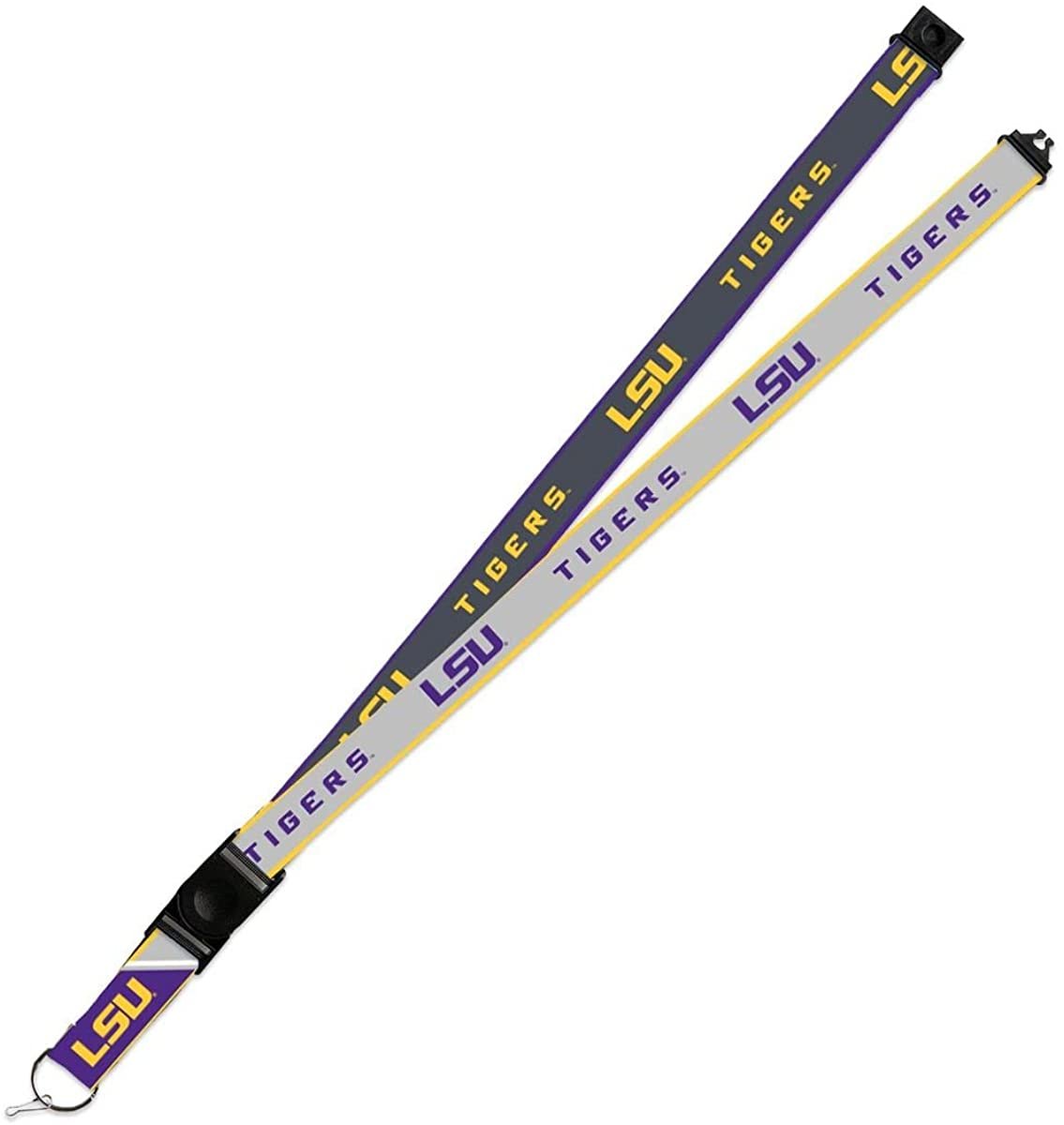 Louisiana State University LSU Tigers Lanyard Keychain 2-sided Breakaway Clip Gray