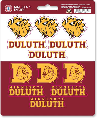 University of Minnesota Duluth Bulldogs 12-Piece Mini Decal Sticker Set, 5x6 Inch Sheet, Gift for football fans for any hard surfaces around home, automotive, personal items