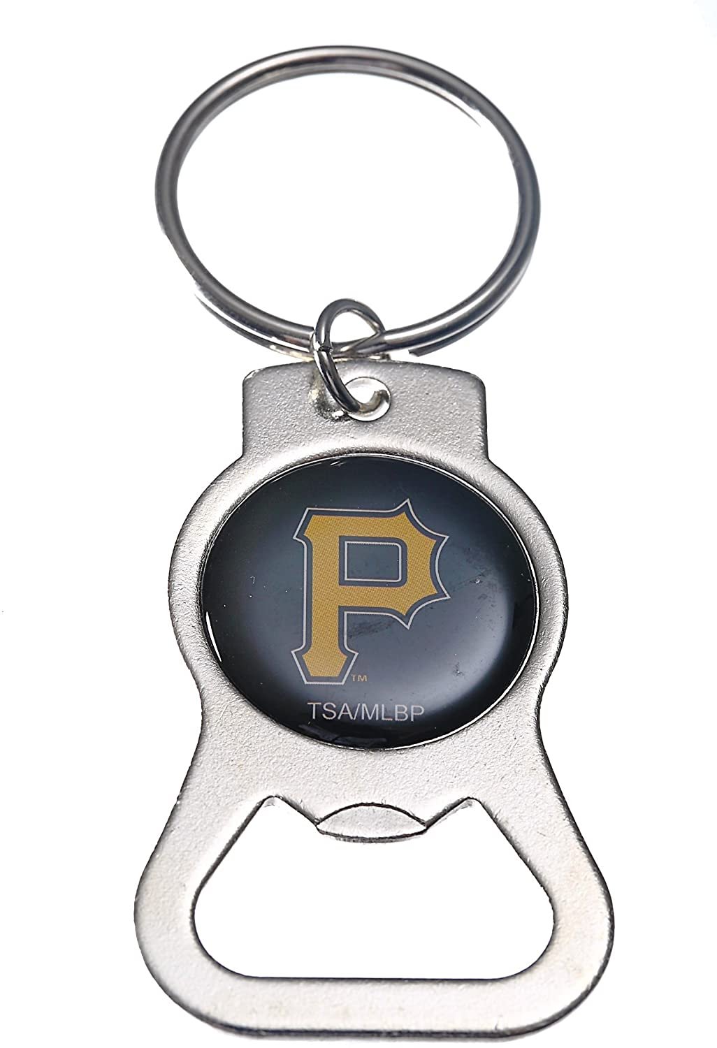Pittsburgh Pirates Premium Solid Metal Bottle Opener Keychain, Silver Key Ring, Team Logo