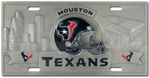 Houston Texans Zinc Metal License Plate Tag Raised 3D Details, Heavy Gauge, 6x12 Inch