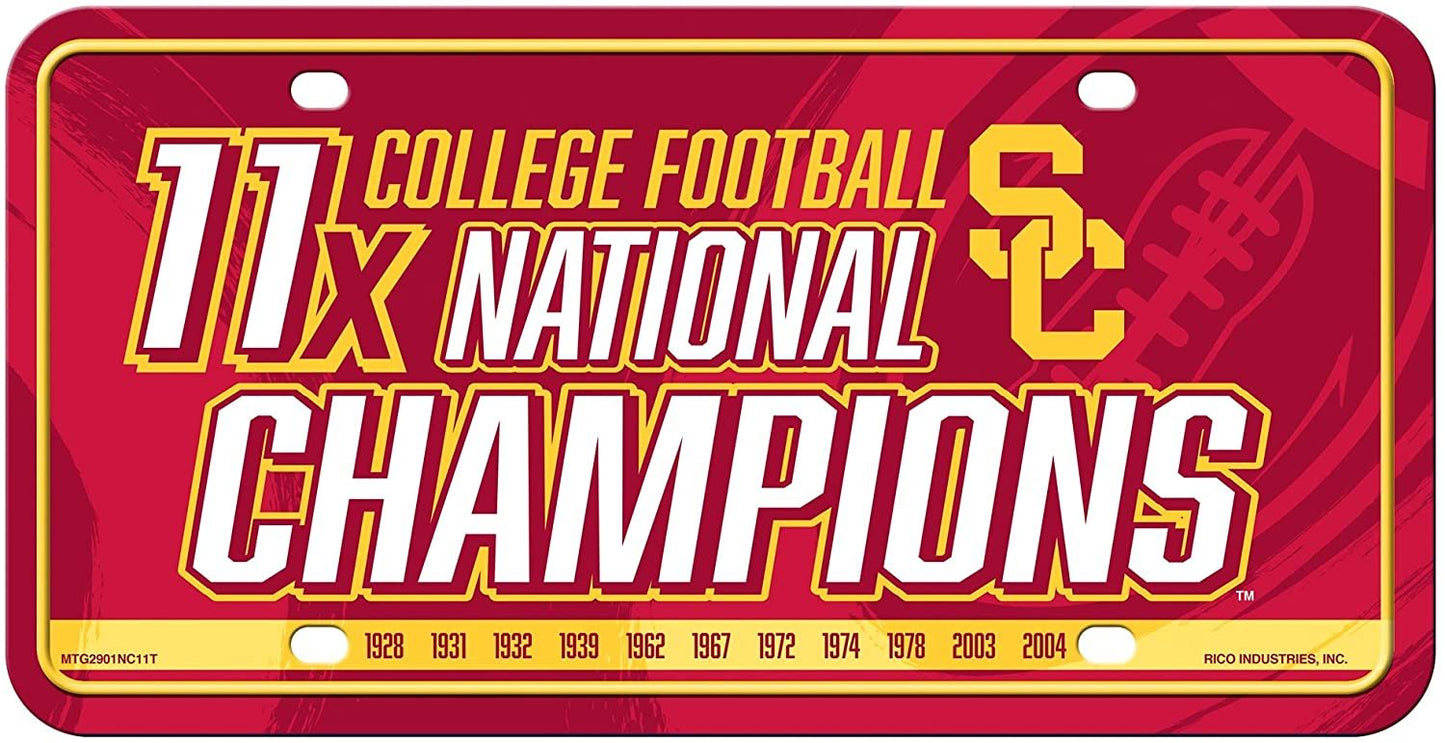 University of Southern California Trojans USC Metal Auto Tag License Plate, 11-Time Champions, 6x12 Inch, University of Southern California