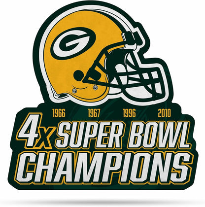 Green Bay Packers 4-Time Super Bowl Champions Soft Felt Wall Pennant, 18 Inch, Easy to Hang