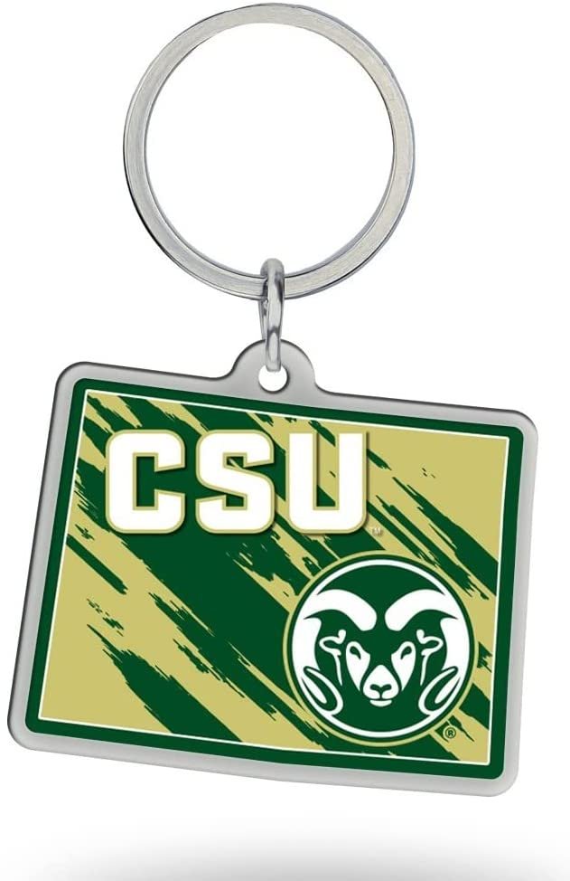 Colorado State University Rams Metal Keychain, State Shaped