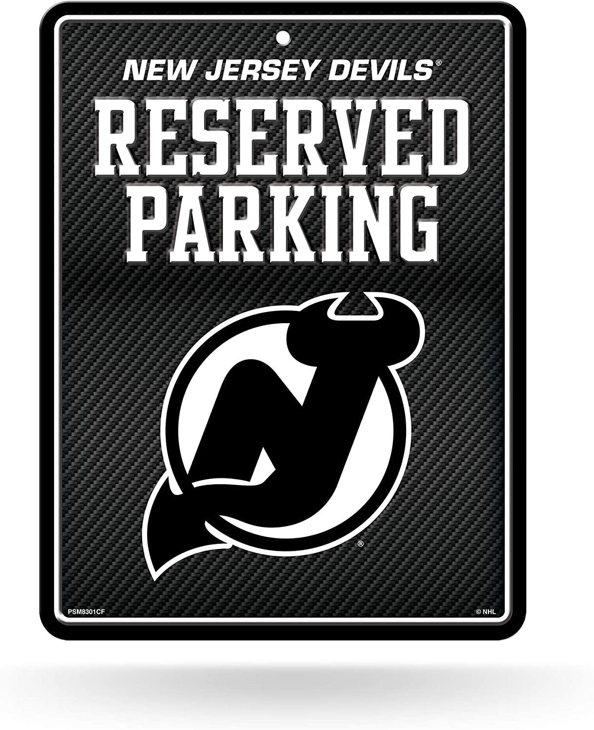 New Jersey Devils Metal Parking Novelty Wall Sign 8.5 x 11 Inch Carbon Fiber Design