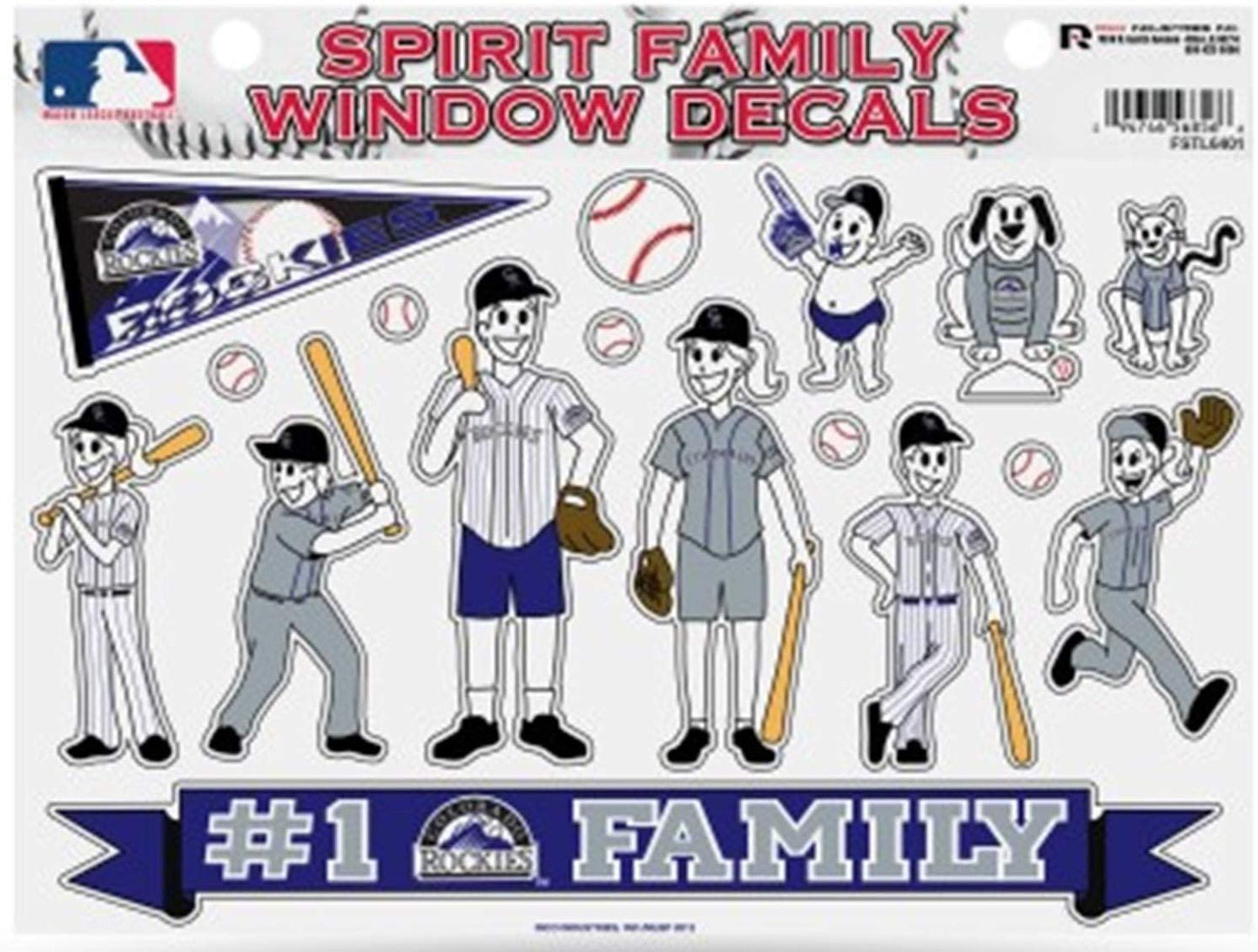 Colorado Rockies Family Spirit Decal Sheet Glass Window Stickers Auto Decals 8.5x11 Inch Sheet