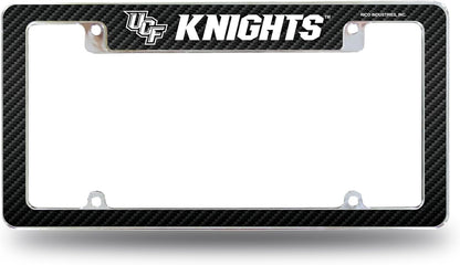 University of Central Florida Knights Metal License Plate Frame Chrome Tag Cover, 12x6 Inch, Carbon Fiber Design