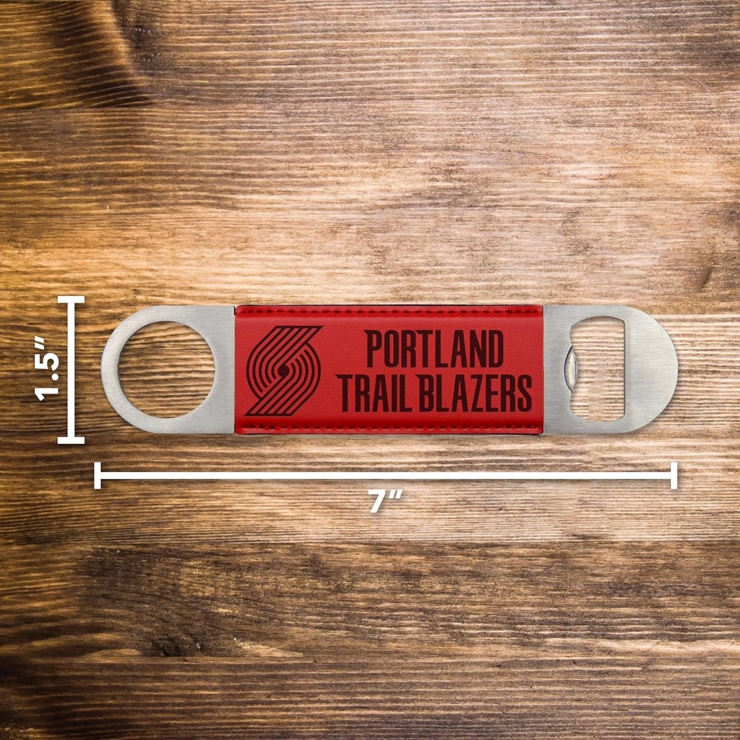 Kansas City Chiefs 2024 Super Bowl Champions Solid Metal 7 Inch Bottle Opener, Faux Leather Laser Engraved Bar Blade