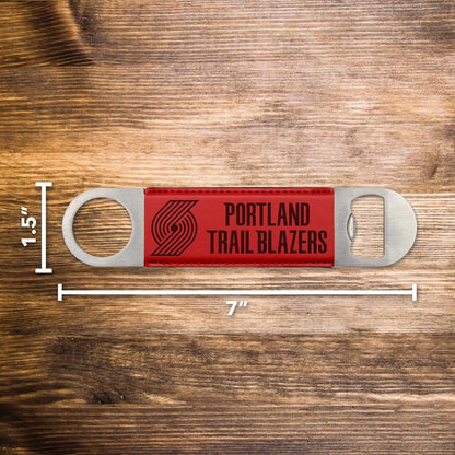 Kansas City Chiefs 2024 Super Bowl Champions Solid Metal 7 Inch Bottle Opener, Faux Leather Laser Engraved Bar Blade