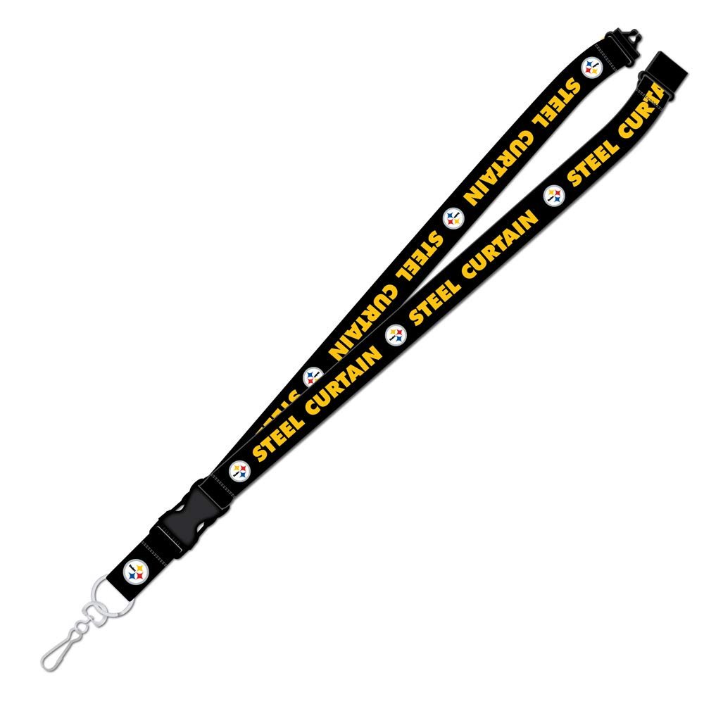 Pittsburgh Steelers Steel Curtain Premium Lanyard Keychain, Breakaway Safety Style, Adult Size, 36 x .75 Inch