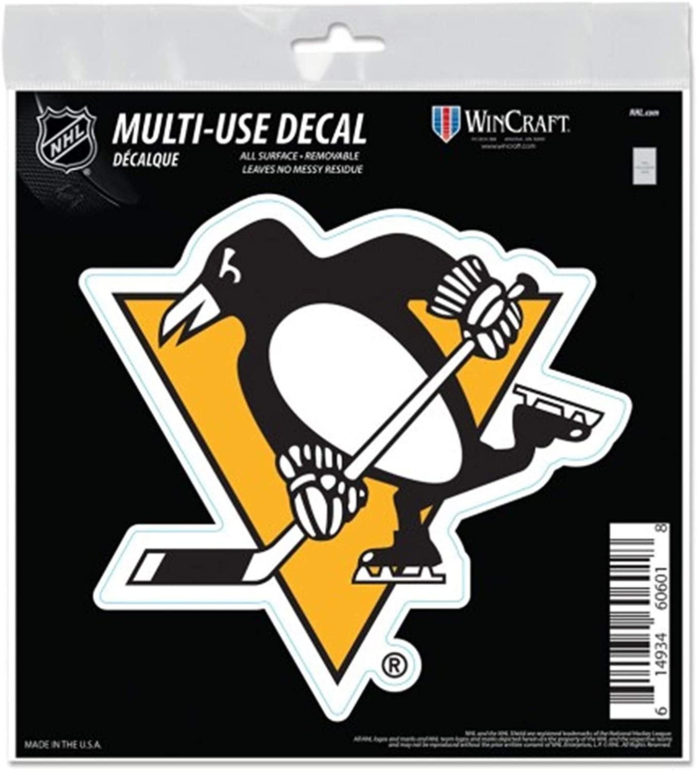 Pittsburgh Penguins 6 Inch Decal Sticker, Flat Vinyl, Die Cut, Primary Design, Full Adhesive Backing