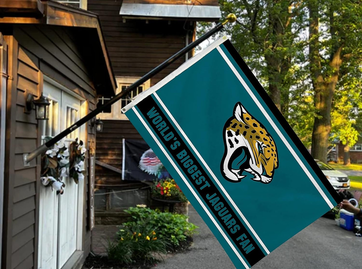 Jacksonville Jaguars 3x5 Feet Flag Banner, World's Biggest Fan, Metal Grommets, Single Sided, Indoor or Outdoor Use