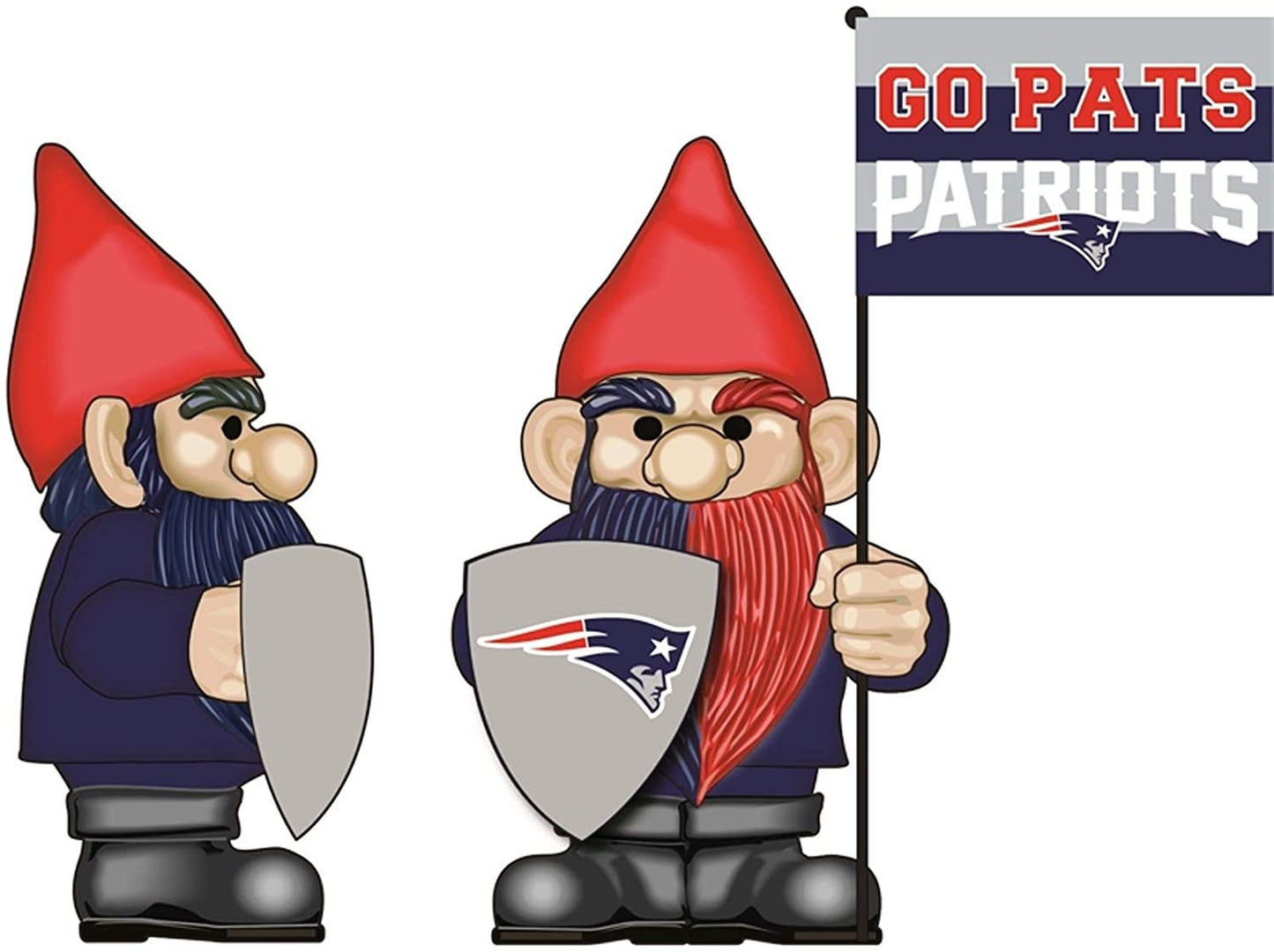 New England Patriots 10 Inch Outdoor Garden Gnome, Includes Team Flag