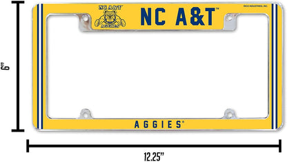 North Carolina A&T University Aggies Metal License Plate Frame Chrome Tag Cover 12x6 Inch Alternate Design