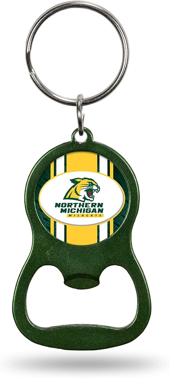 Northern Michigan University Wildcats Premium Solid Metal Bottle Opener Keychain, Key Ring, Team Color