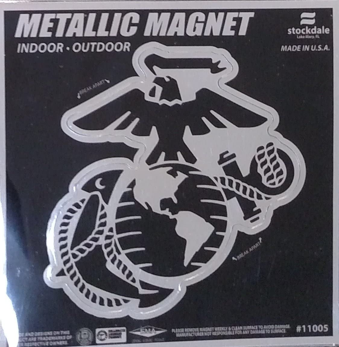 United States Marines 6 Inch Magnet, Metallic Chrome Shimmer Design, Vinyl Die Cut, Auto Home Heavy Duty