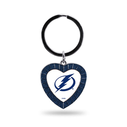Tampa Bay Lightning Colored Rhinestone Heart Keychain - Navy